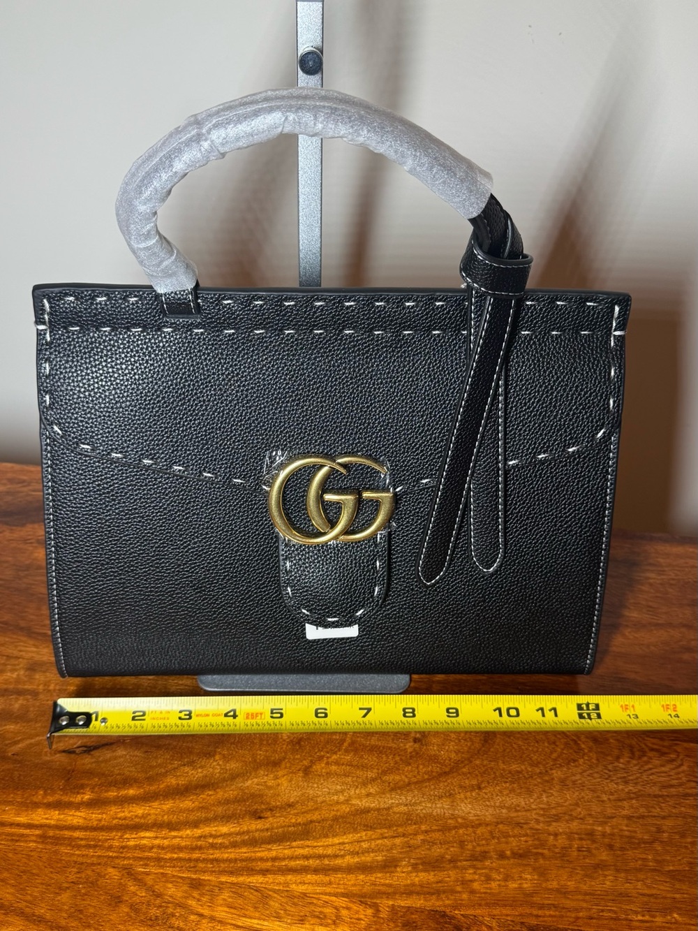 Black Top-Handle Bag with Strap. No Brand.